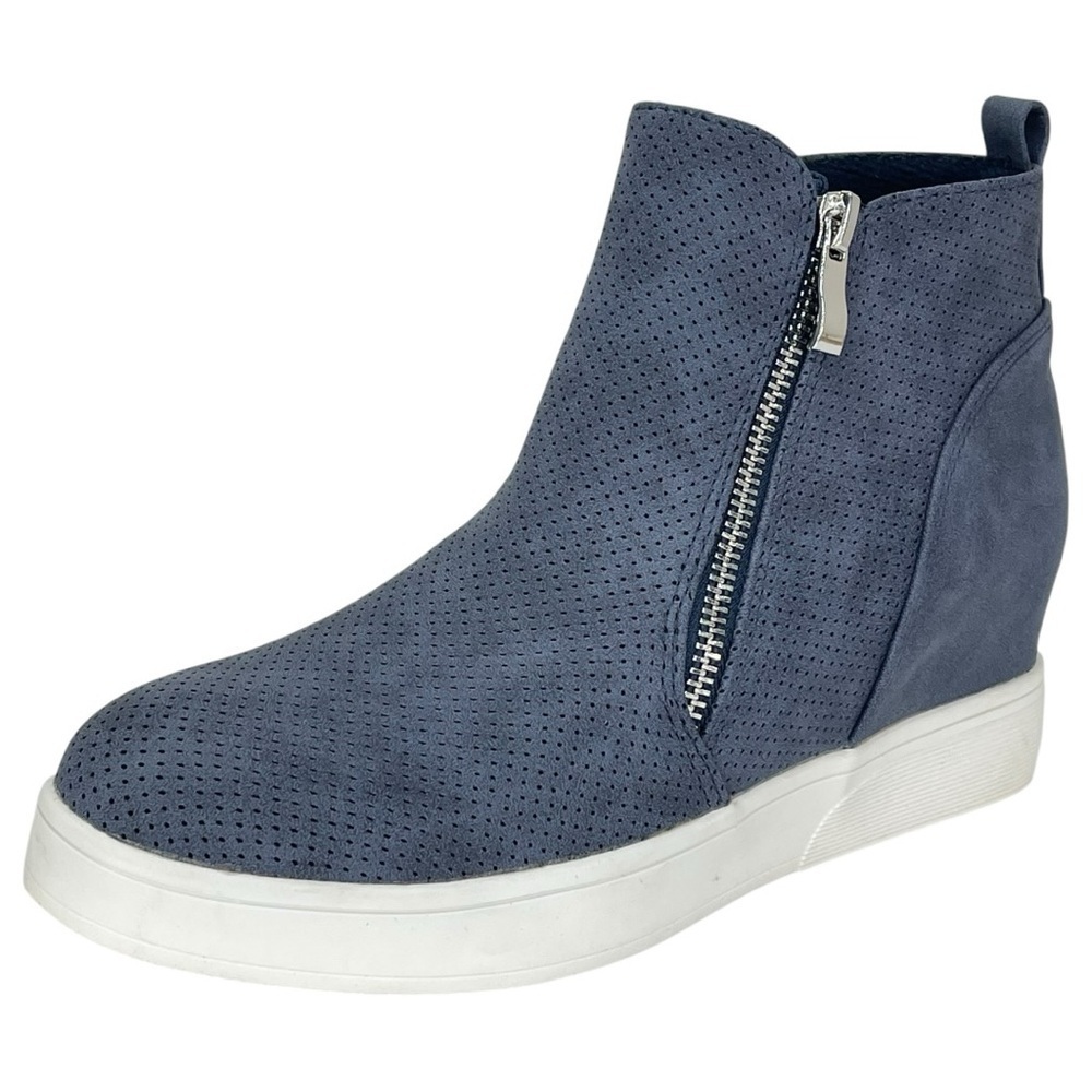 Journee Collection Pen Blue Hidden Heel Womens Ankle Booties Size 8M
